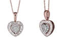 Macy's Diamond Cluster Halo Heart Pendant Necklace (1/3 ct t.w.), 16" + 2" extender